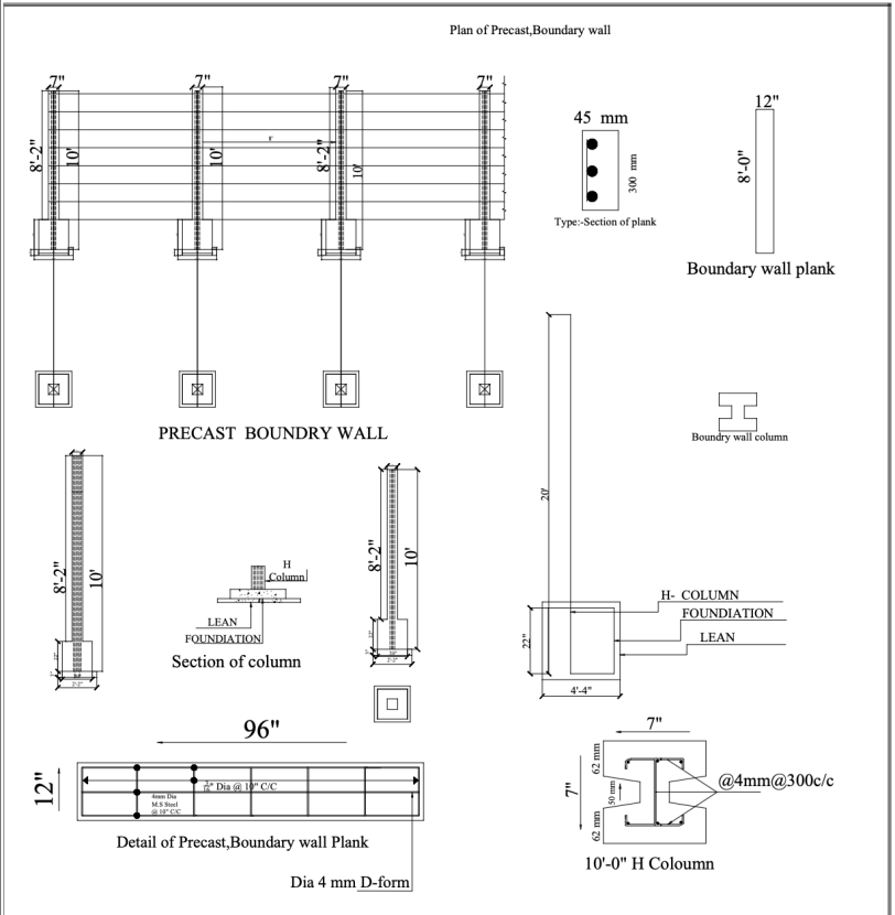 precast boundary wall structure