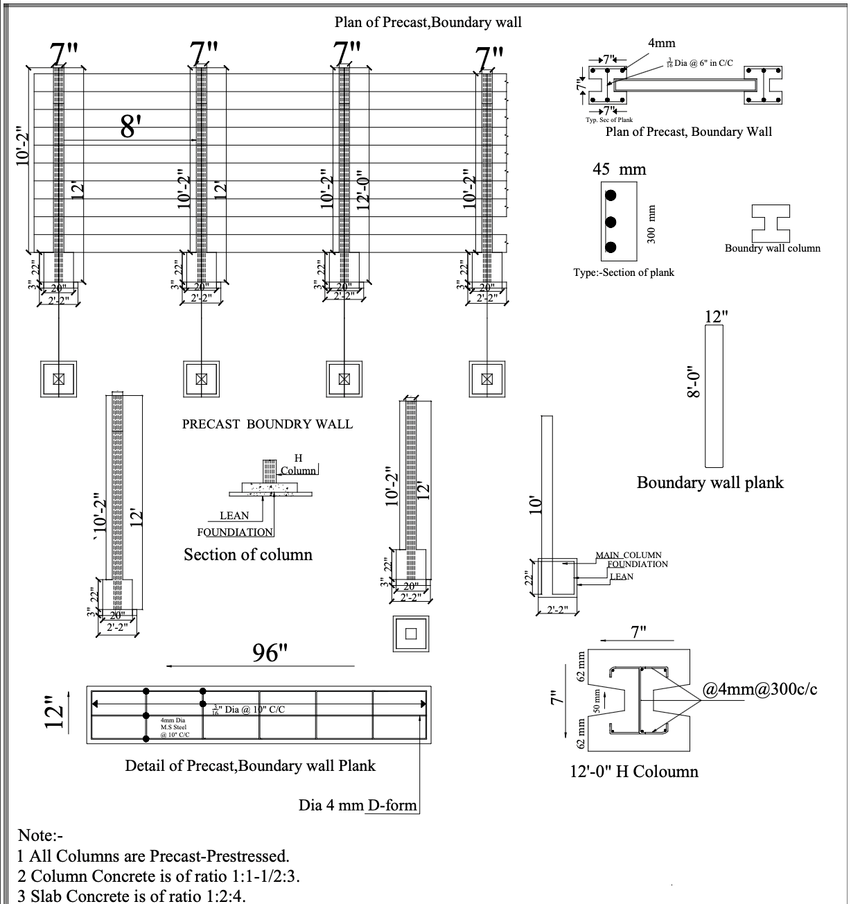 Structure of SSK precast Boundary Wall